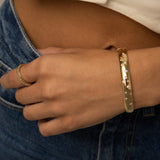 14k Yellow Gold Diamond Inlay Scattered Diamond Bangle Bracelet