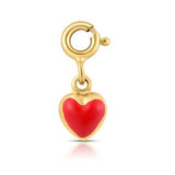 Gold And Red Enamel Heart Charm