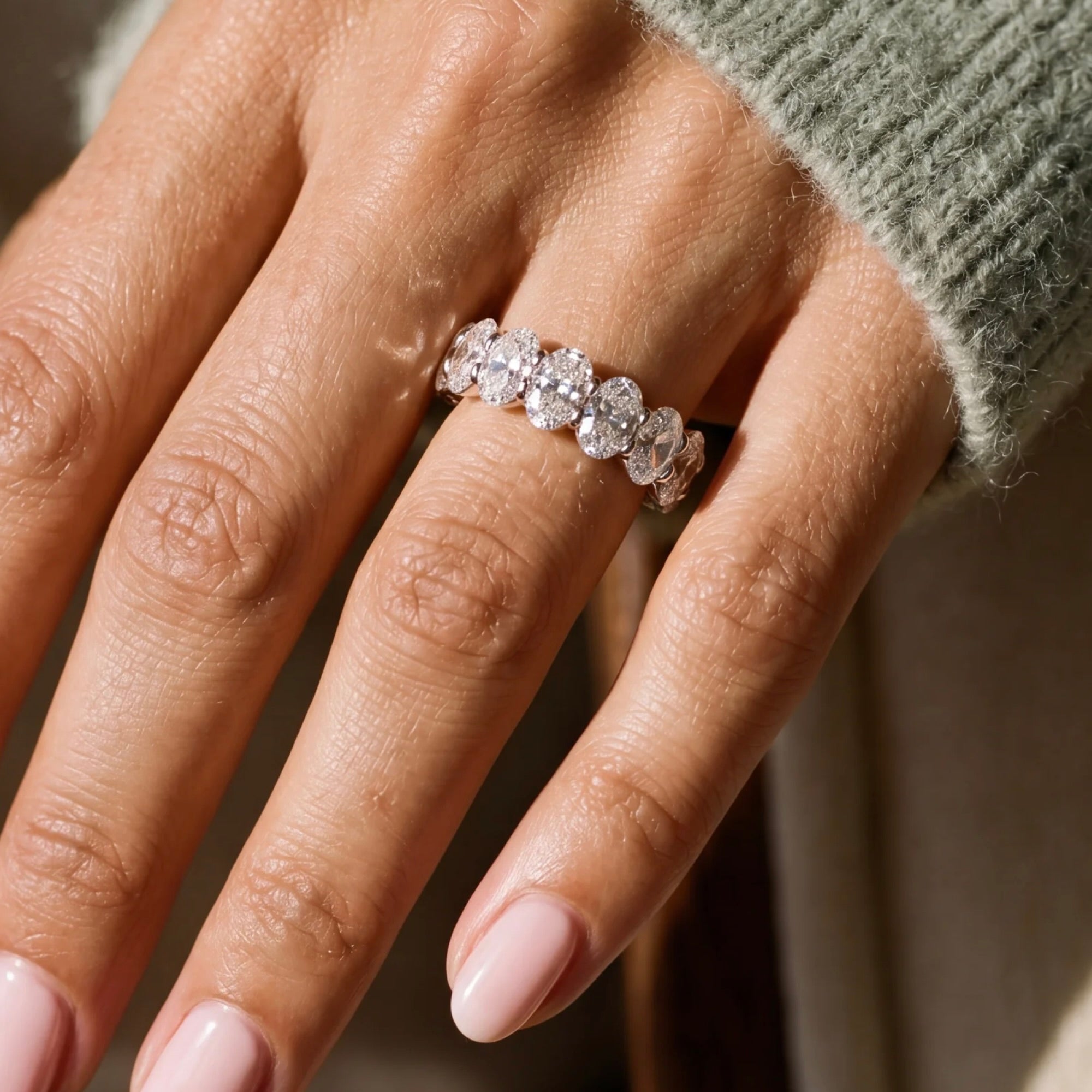 Platinum Oval Diamond Eternity Ring