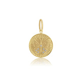 Fluted Butterfly Disc With Scattered Diamonds Charm