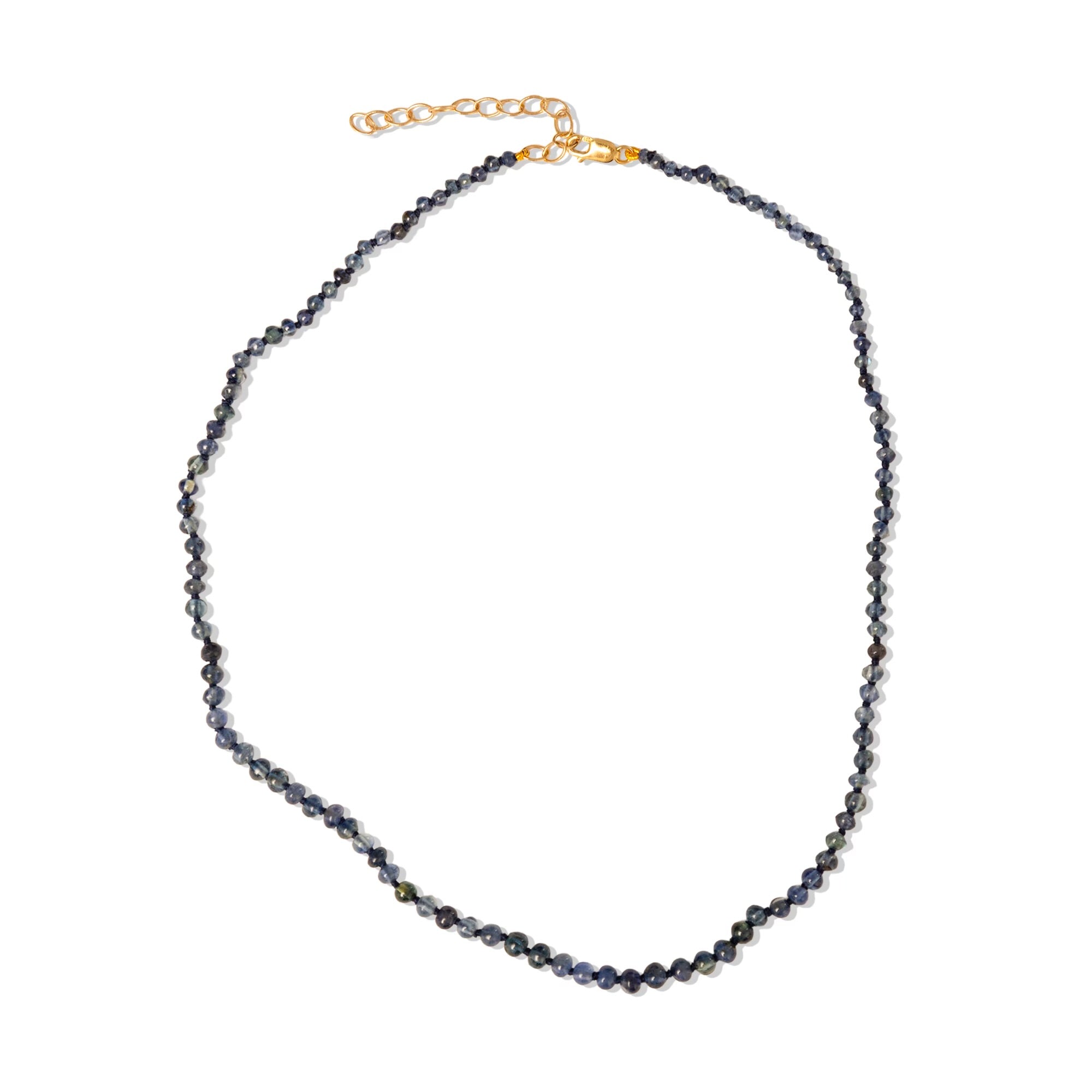 Blue Sapphire Round Graduated Bead Choker Necklace