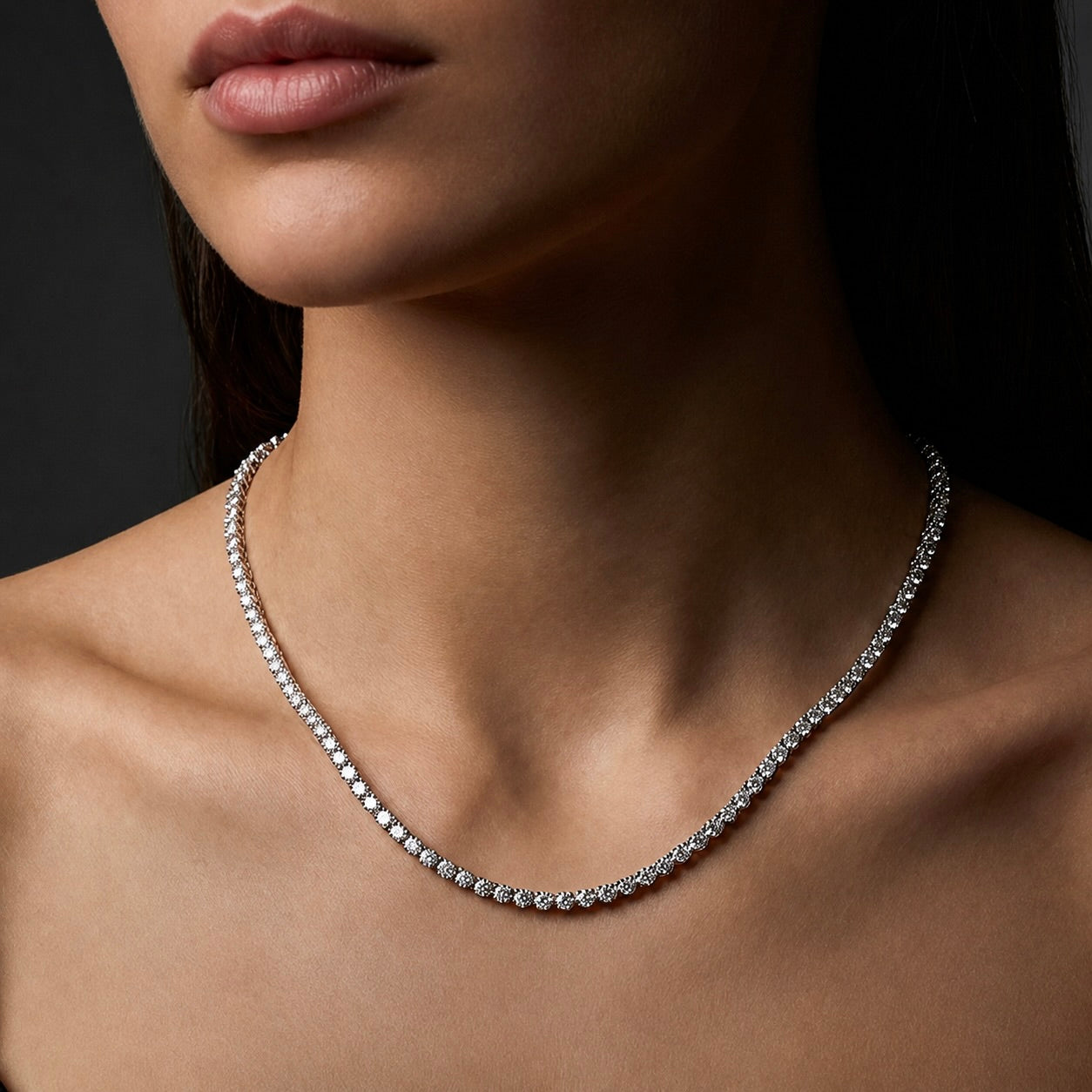 14k White Gold Tennis Necklace