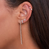 Triple Diamond J Huggie Earring