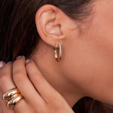 Gold And Pavé Diamond Link Earrings