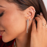 12mm 18k White Gold Diamond Huggie Earring