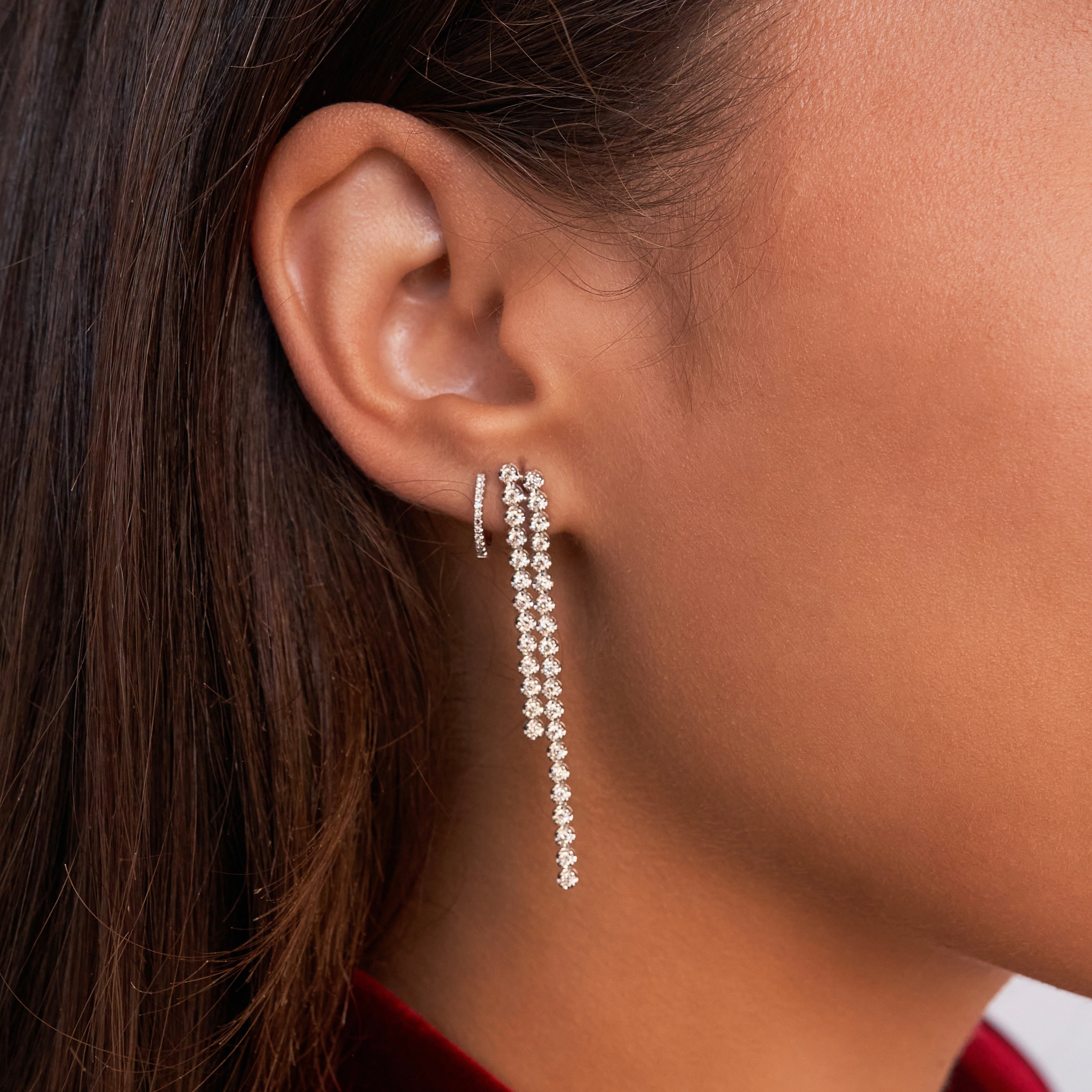 Movable Double Stick Diamond Earrings