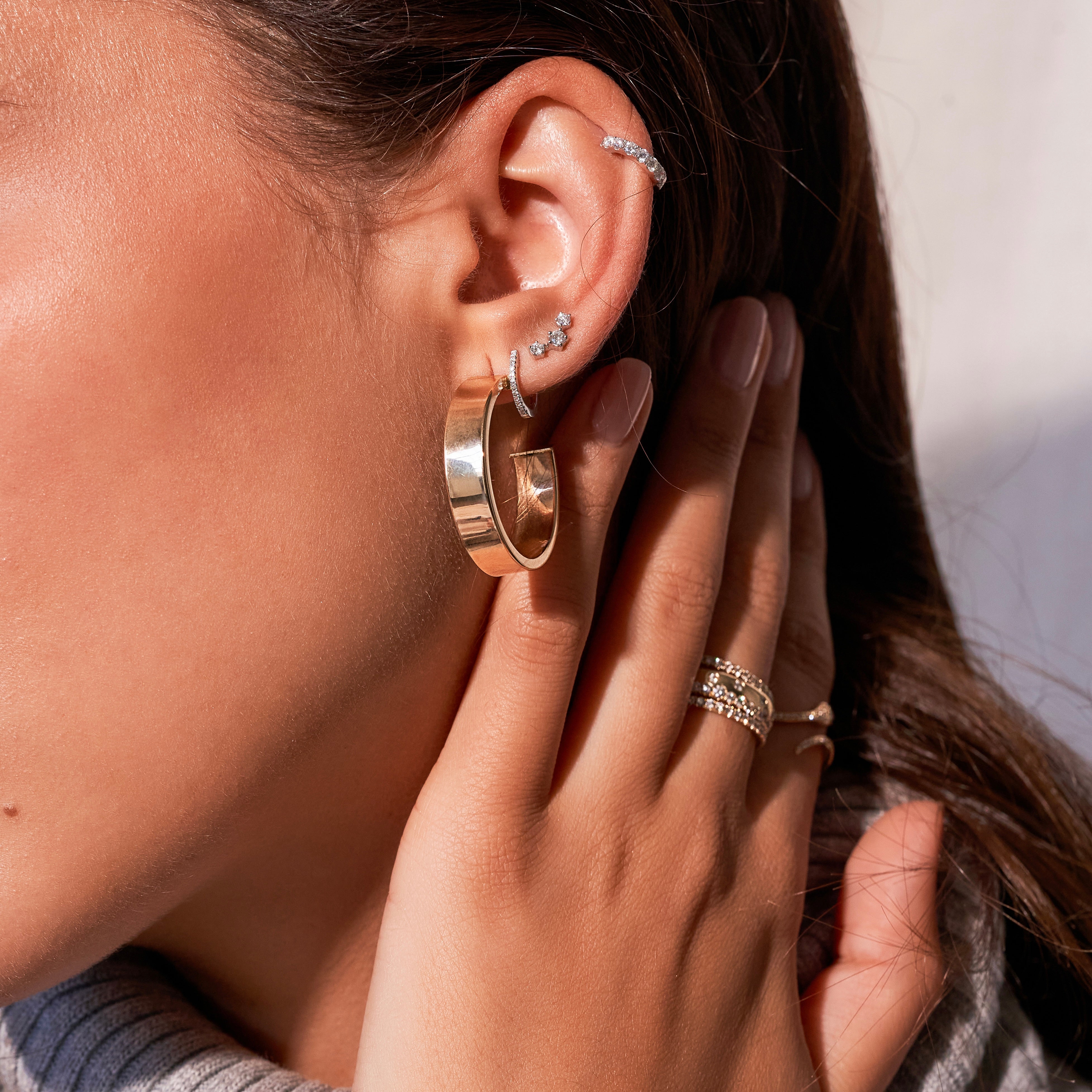 Three Diamond Prong Earring