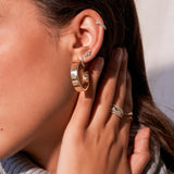 12mm 18k White Gold Diamond Huggie Earring