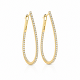 18k Small Diamond Tear Drop Hoop Earring