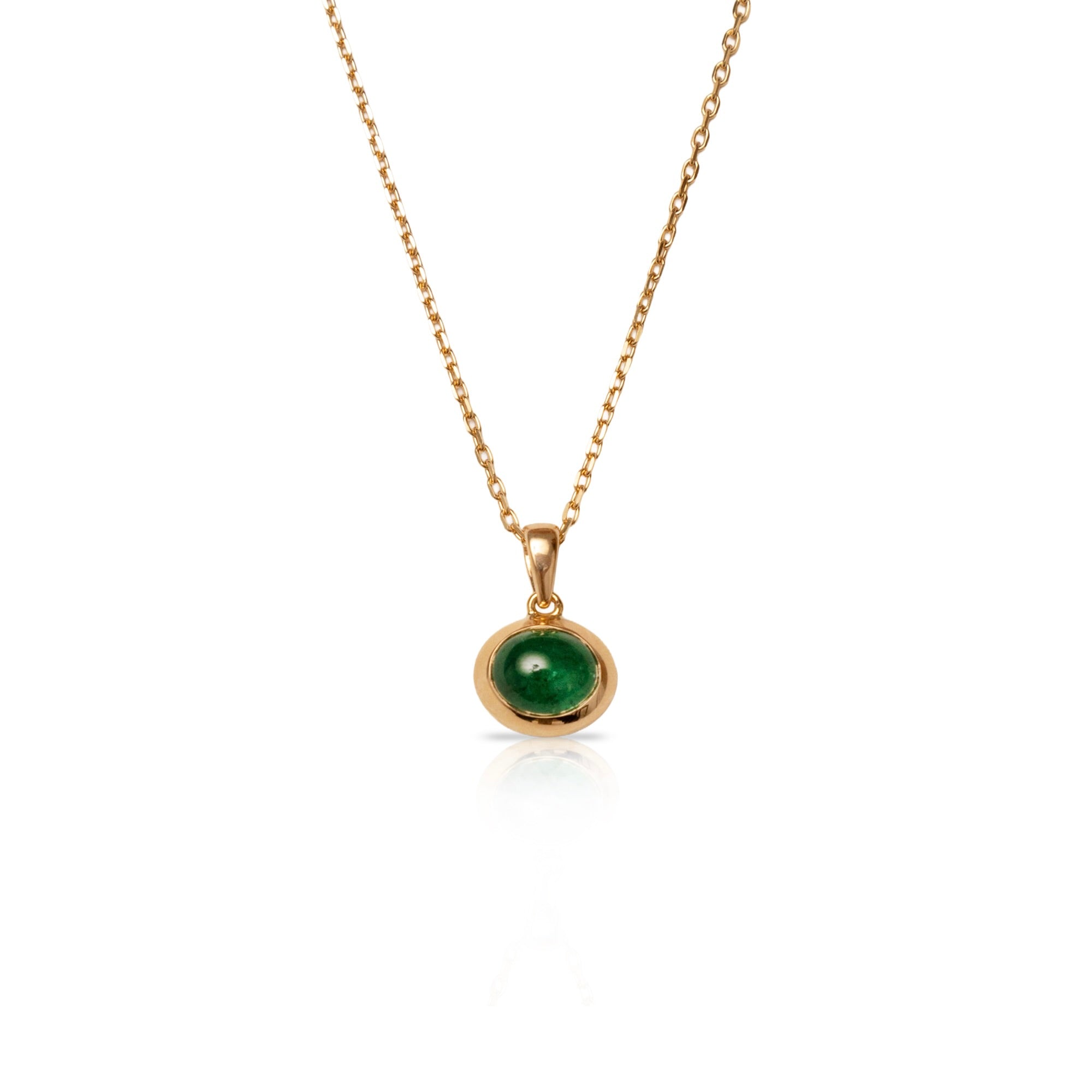 Columbian Emerald Cab Bezel Necklace