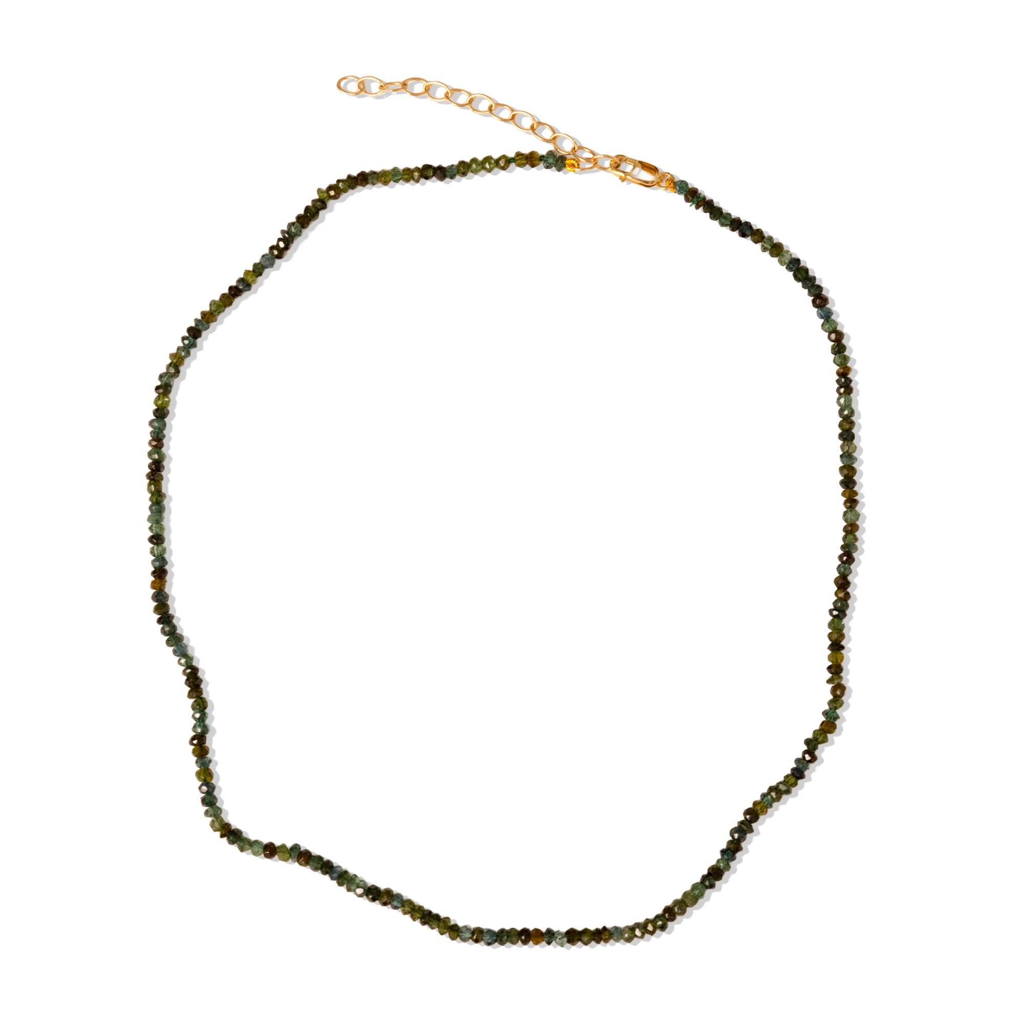 Green Tourmaline Cut Faceted Rondelle Bead Choker Necklace