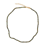 Green Tourmaline Cut Faceted Rondelle Bead Choker Necklace