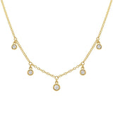 Small Five Bezel Diamond Drop Necklace
