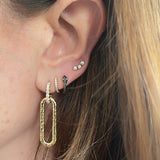 Diamond Stick And Hammered Bubble Link Earring