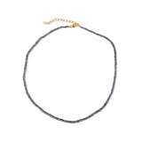 Blue Sapphire Cut Faceted Rondelle Bead Choker Necklace
