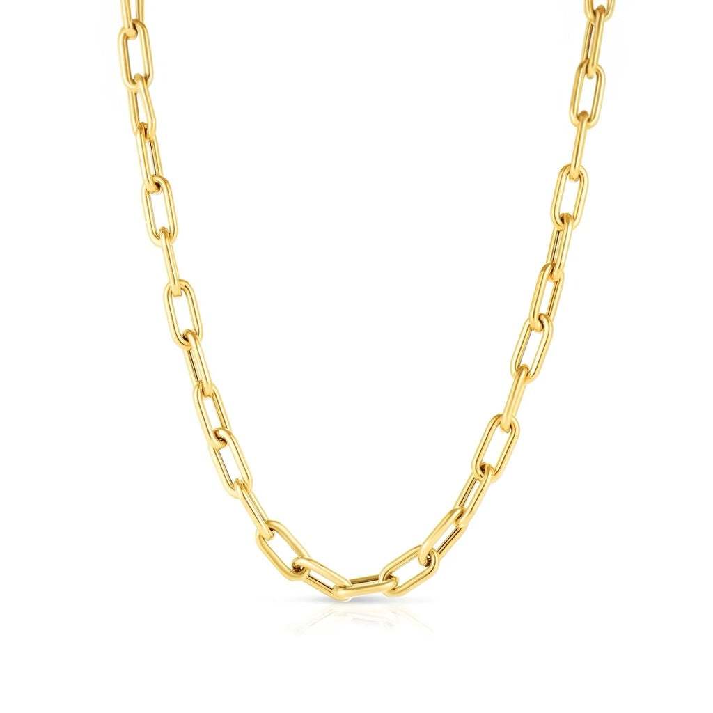 Small Gold Rounded Square Chain Link Necklace