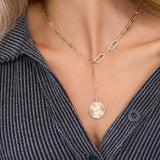 Fluted Disk Lariat Necklace