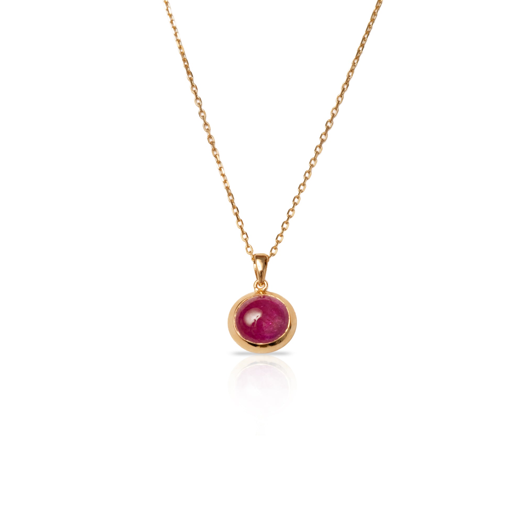 Burma Ruby Cab Bezel Necklace