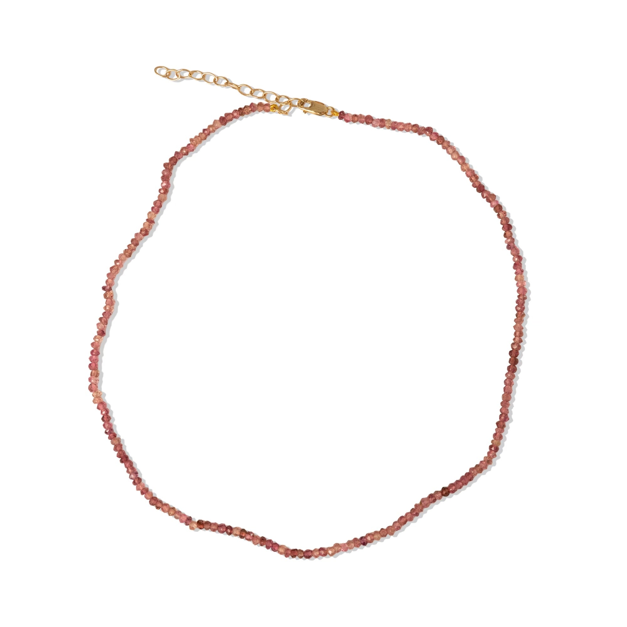 Pink Tourmaline Cut Faceted Rondelle Bead Choker Necklace