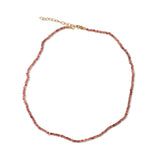 Pink Tourmaline Cut Faceted Rondelle Bead Choker Necklace