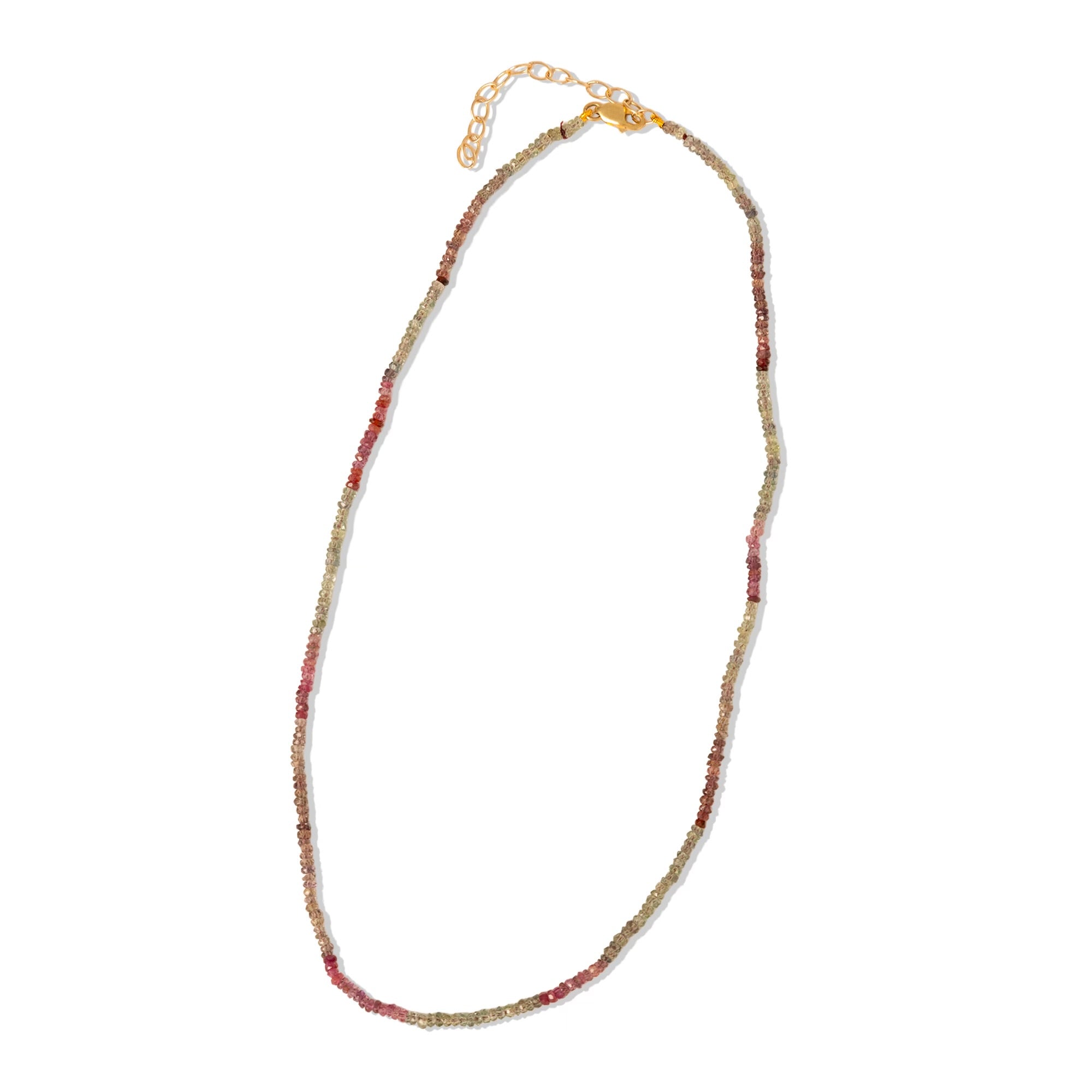 Pink Ombre Sapphire Cut Faceted Rondelle Bead Choker Necklace