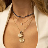 Blue Sapphire Round Graduated Bead Choker Necklace