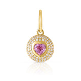 Pink Sapphire Heart And Diamond Charm