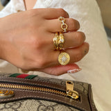 Hexagon Ring With Diamond Links