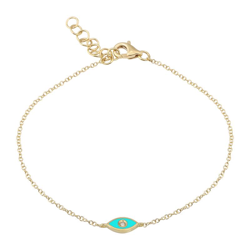 Turquoise Enamel Evil Eye Diamond Bracelet
