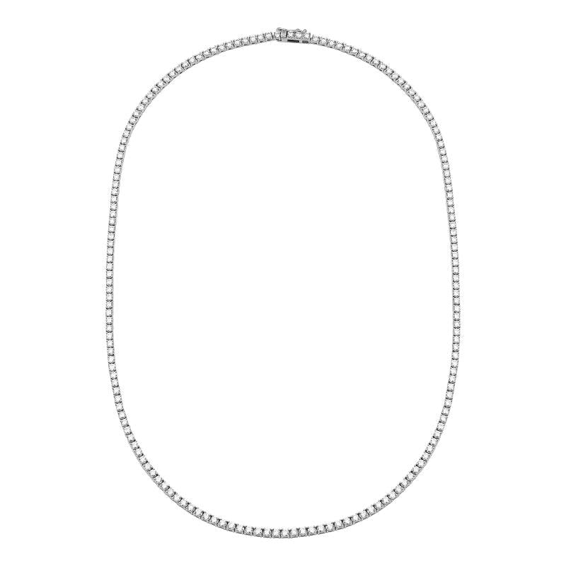 14k White Gold Four Prong Tennis Necklace