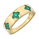 Gold Stone And Diamond Flower Ring