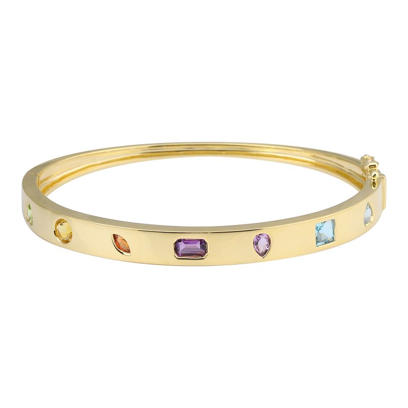 Rainbow Gemstone knotted bracelet 14k gold – Vivien Frank Designs