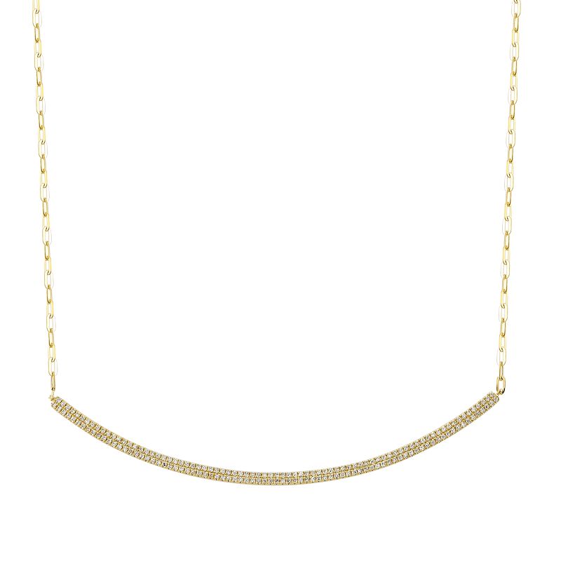 Two Row Pavé Diamond Curved Bar Choker Necklace