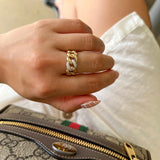 Gold And Diamond Chain Link Ring