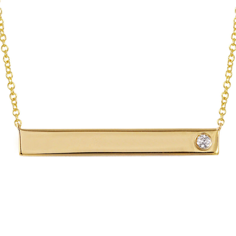 14k Yellow Gold Bar Diamond Necklace
