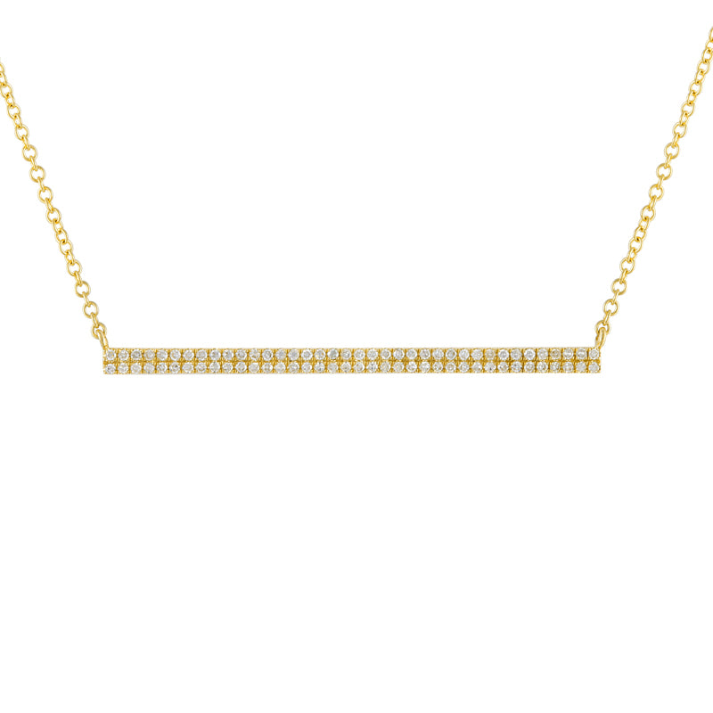 Gold Diamond Two Row Bar Necklace