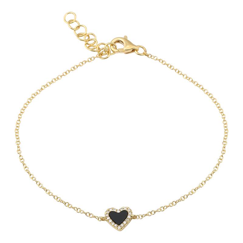 Stone And Diamond Heart Bracelet