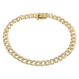 Gold Diamond Cuban Link Chain Bracelet