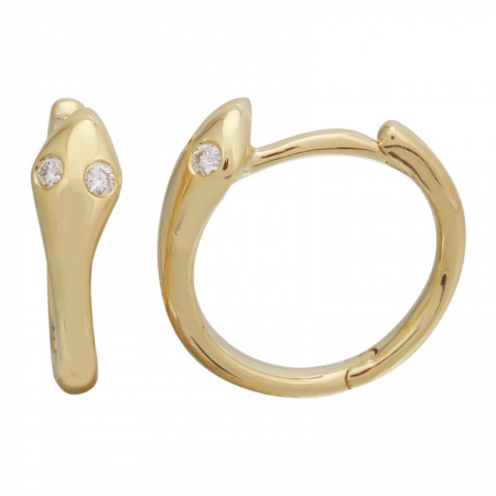 Gold Snake Diamond Huggie Earring