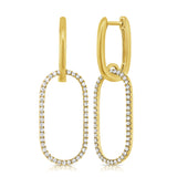 Rounded Rectangular Diamond Link Drop Earrings