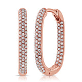 Rounded Rectangular Diamond Hoop Earrings