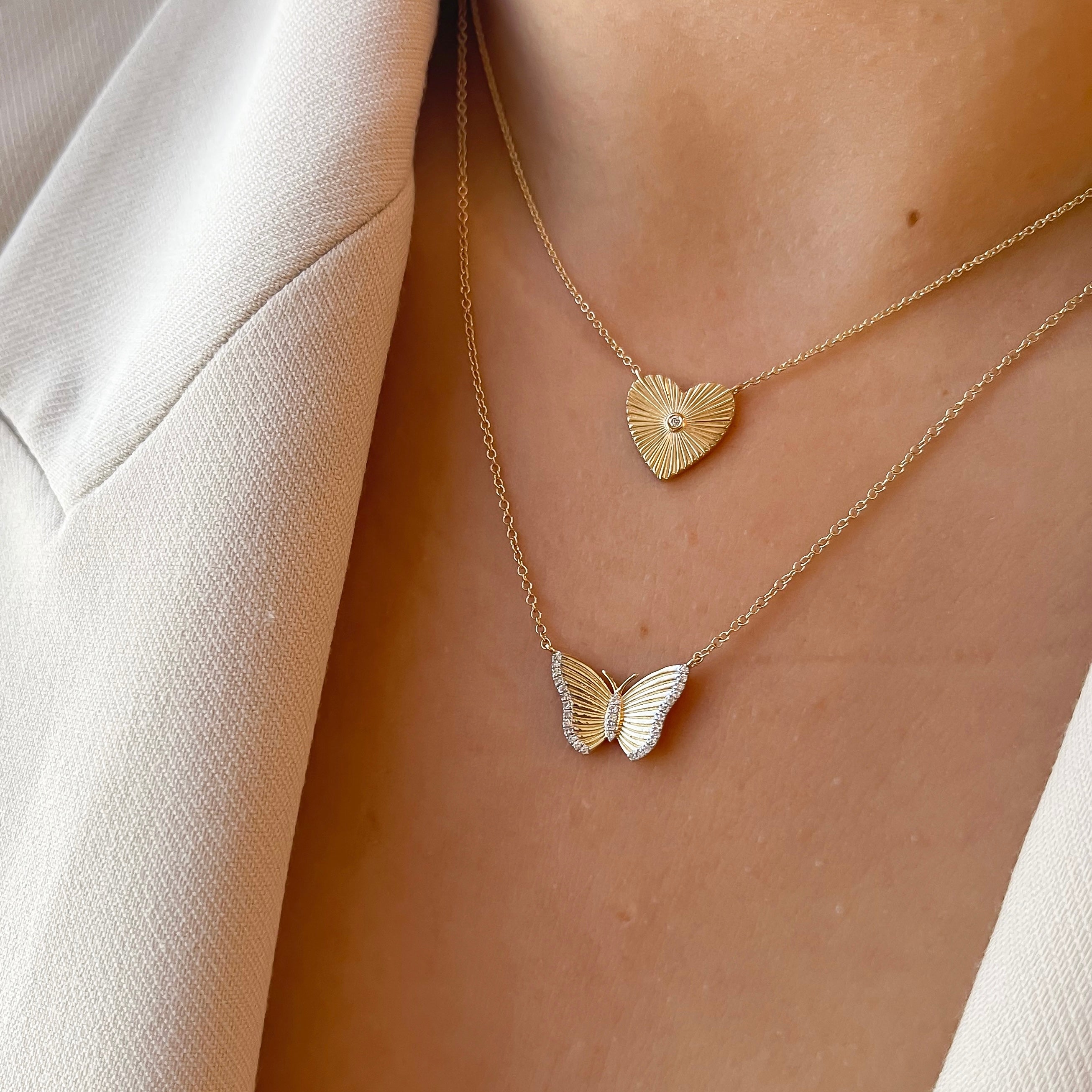 Diamond Edgy Butterfly Necklace