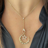 Solid Gold Lariat Necklace With Diamond Lobster Clasp