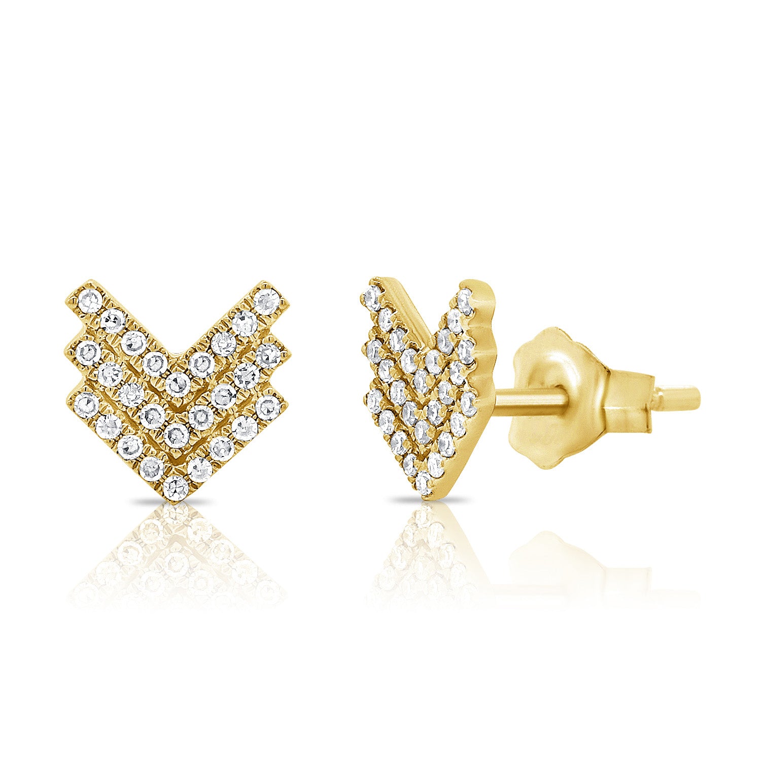 Triple Chevron Diamond Stud Earrings