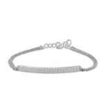 Three Row Diamond Bar Chain Bracelet
