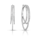 18K Gold and Diamond Triple Hoop Earrings