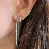 18K Gold Long Diamond Stick Threader Earring