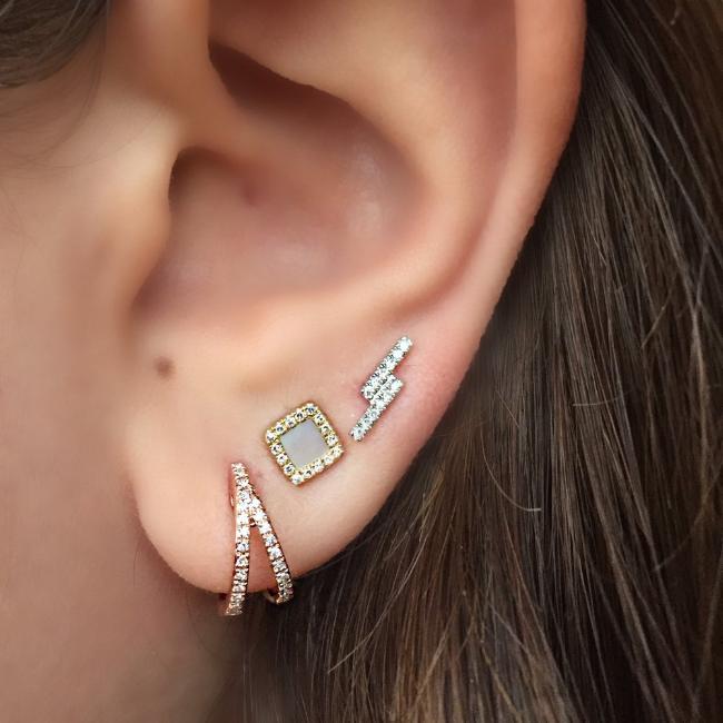 Diamond Tetris Stud Earrings