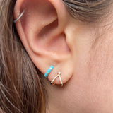 Enamel Scattered Diamond Huggie Earring