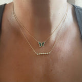 Seven Diamond Bezel Bar Necklace
